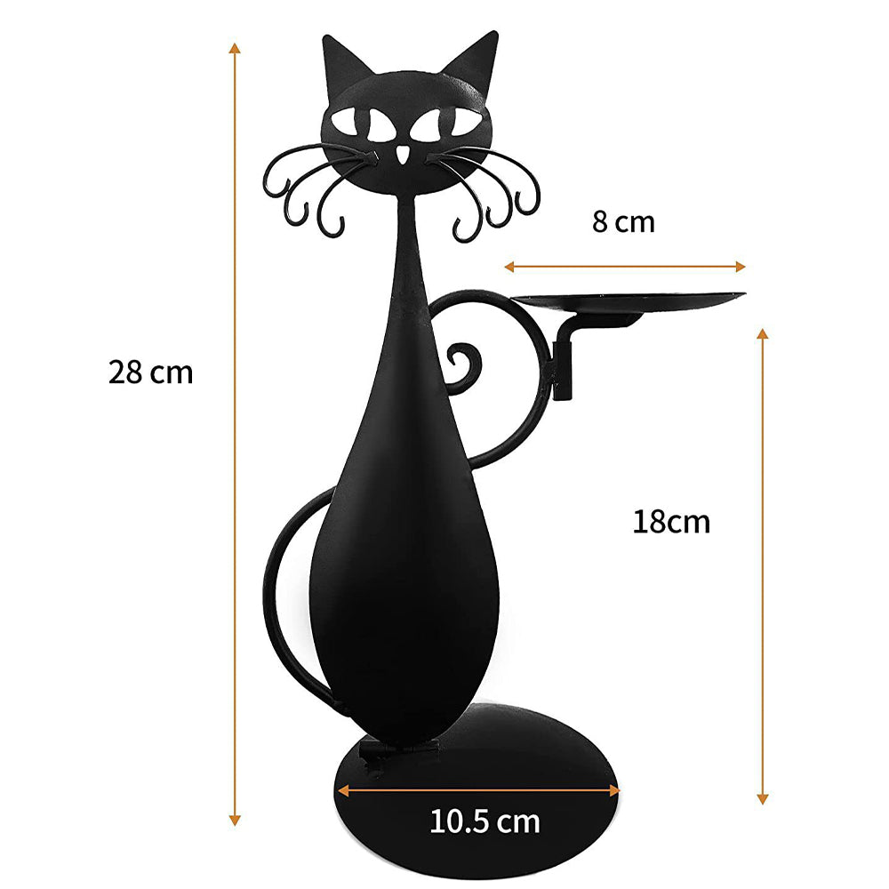 Vintage Black Cat Candle Holder for Pillars Candles Led Flameless Candles_2