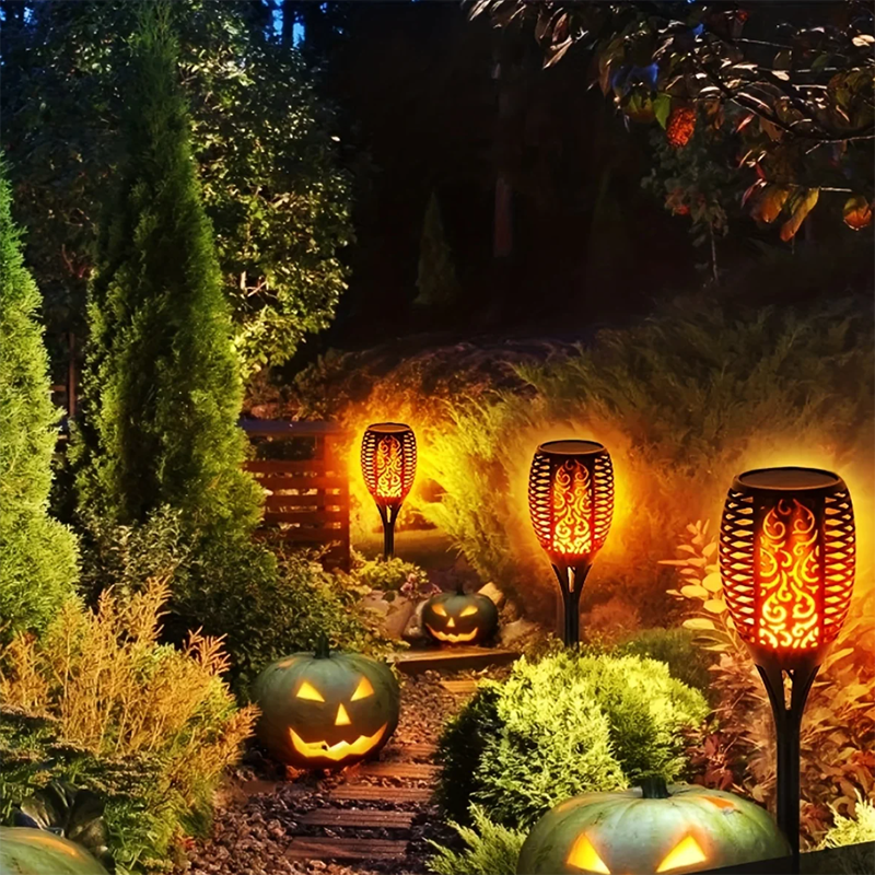 12LED Solar Flame Torch Light Flickering Floor Lamp_4