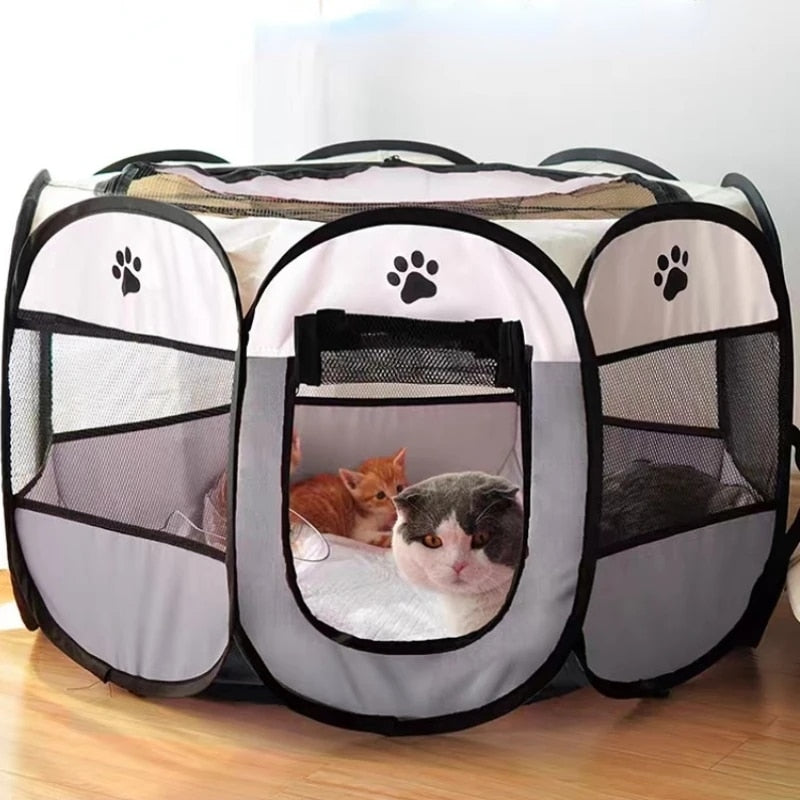 Portable Foldable Pet Tent Kennel Octagonal Fence_3