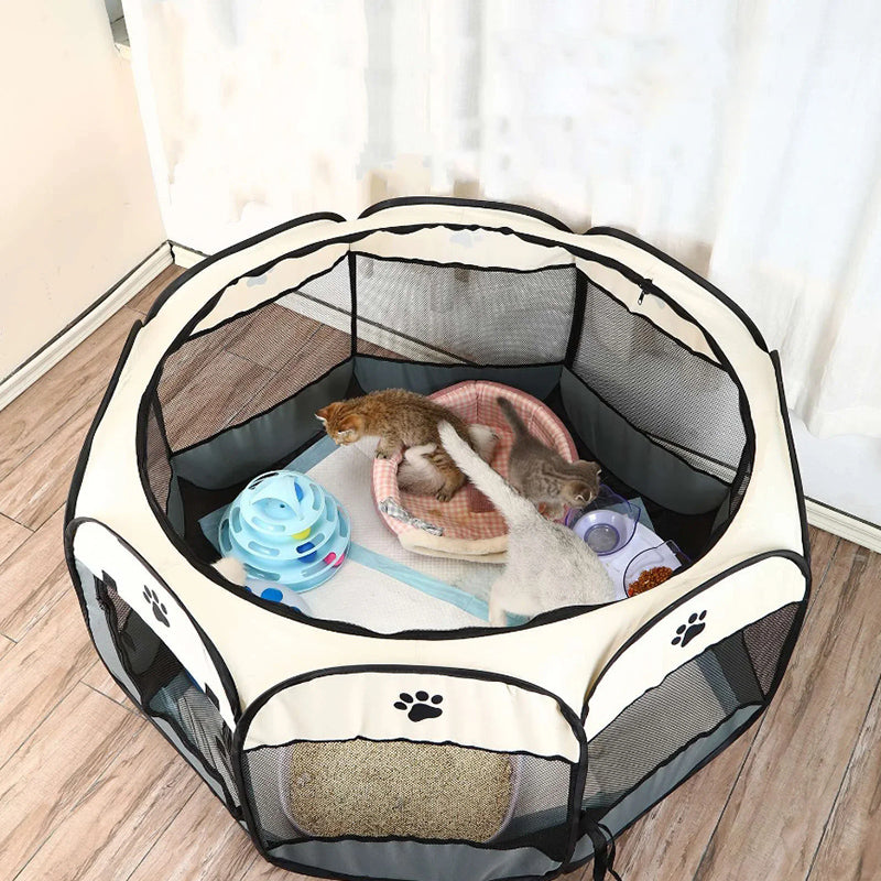 Portable Foldable Pet Tent Kennel Octagonal Fence_2