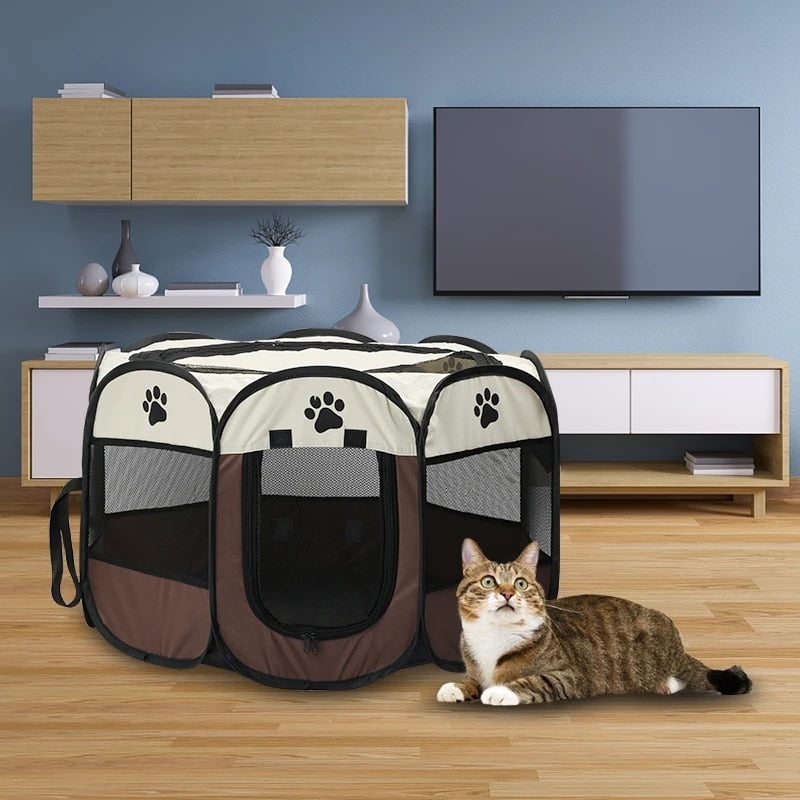 Portable Foldable Pet Tent Kennel Octagonal Fence_5