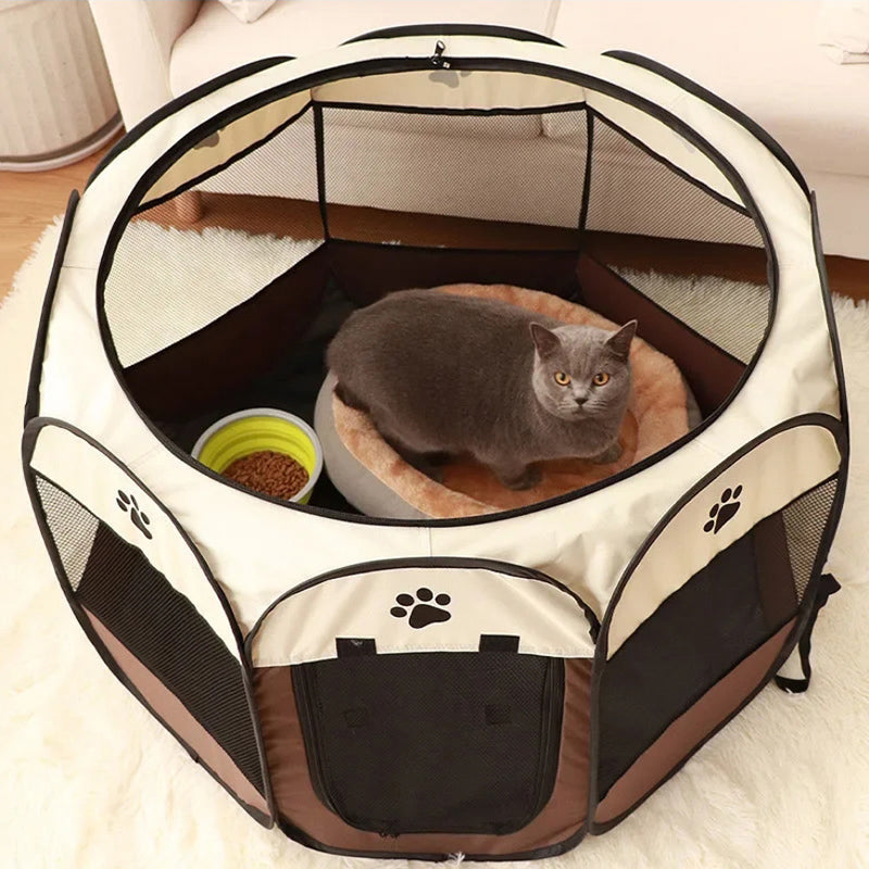 Portable Foldable Pet Tent Kennel Octagonal Fence_0