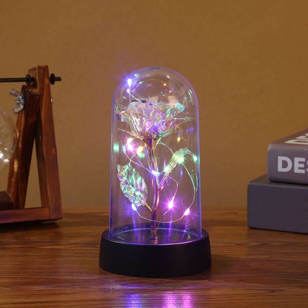 LED Eternal Beauty Rose With Fairy Lights in Dome_1