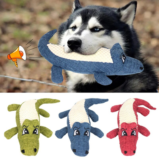 Pet Chew Toys Interactive Cartoon Plush Alligator Shape Dog Grinding Teeth Training Supplies_0