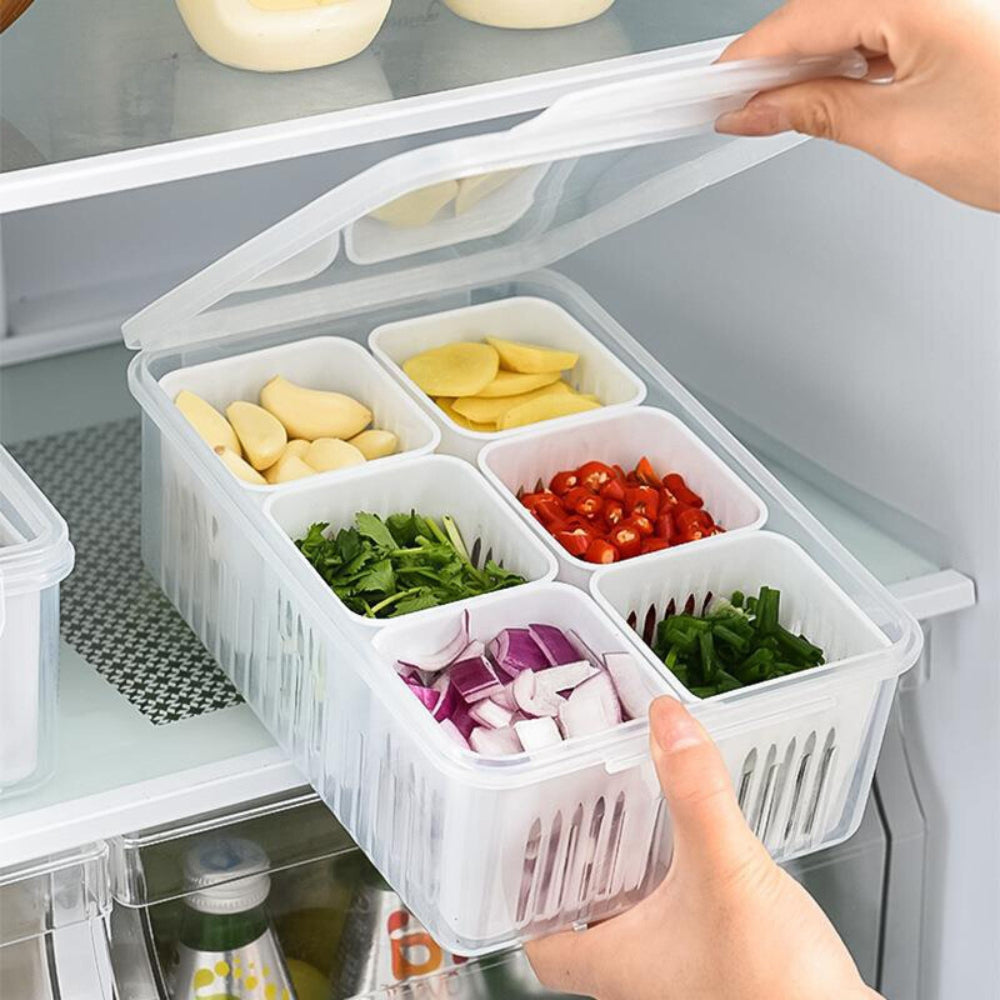 Refrigerator Storage Box 4 and 6 Grids Food Vegetable Fruit_1