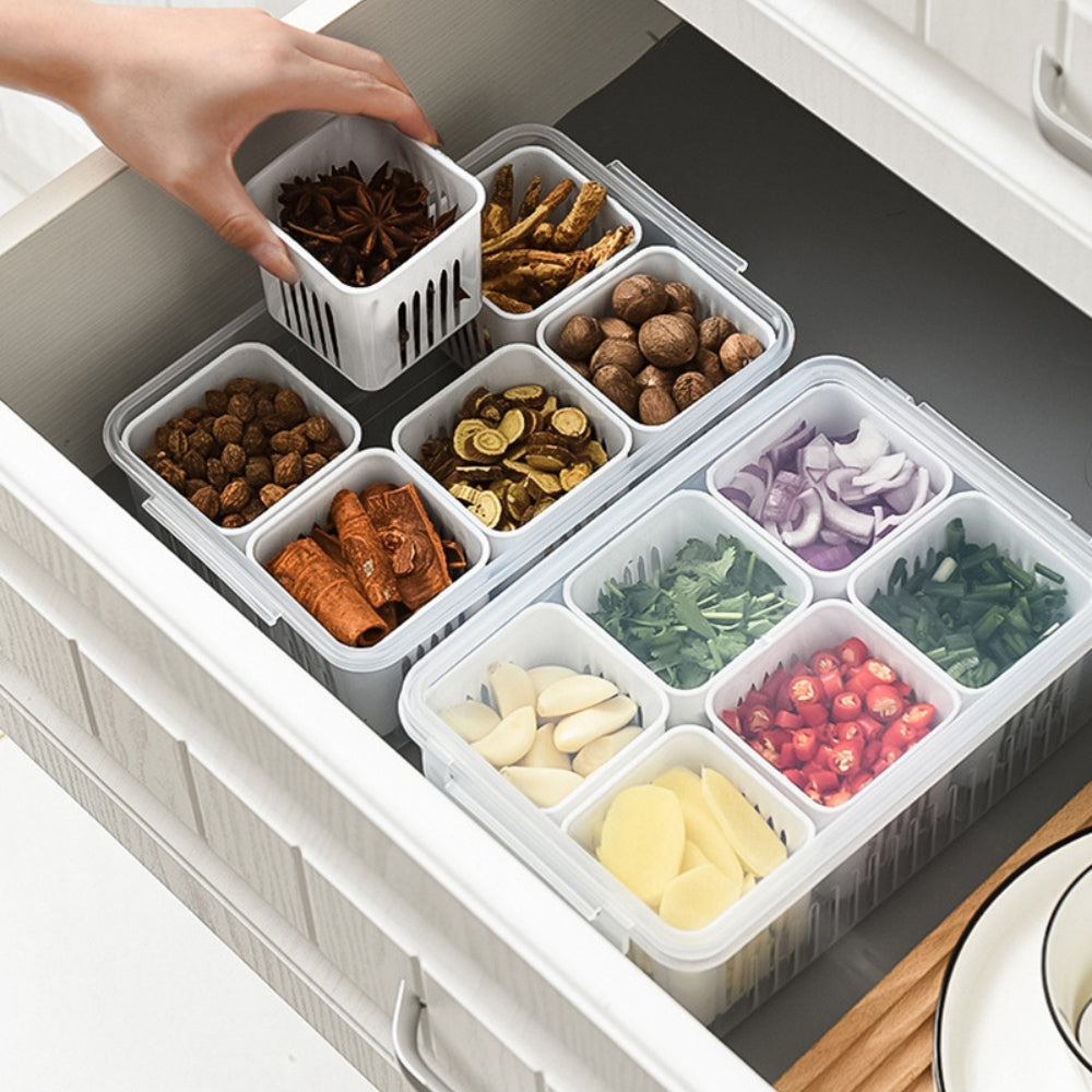 Refrigerator Storage Box 4 and 6 Grids Food Vegetable Fruit_5