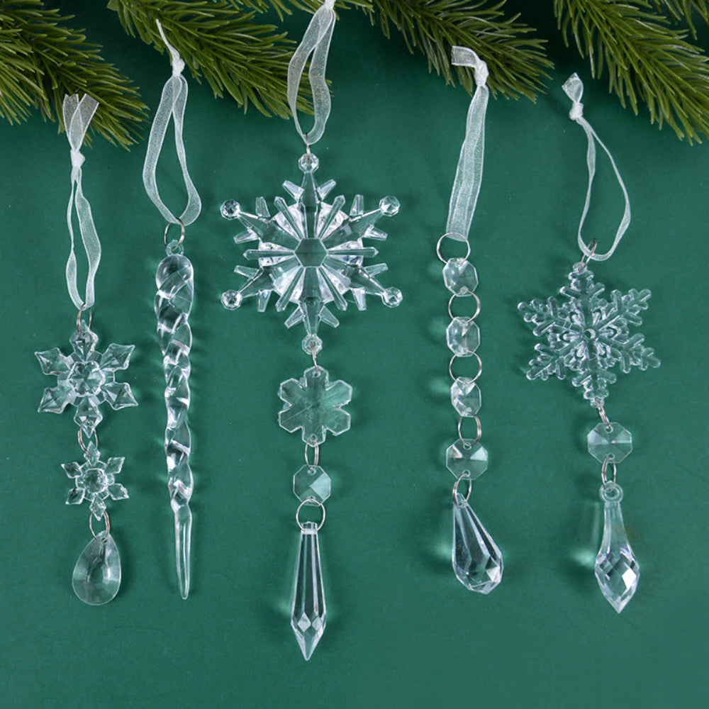 Acrylic Snowflake Simulation Ice Pendants Xmas Tree Hanging Ornament_5