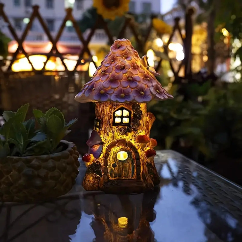 Craft Miniature Flower House Solar LED Lights Garden Fairy_6