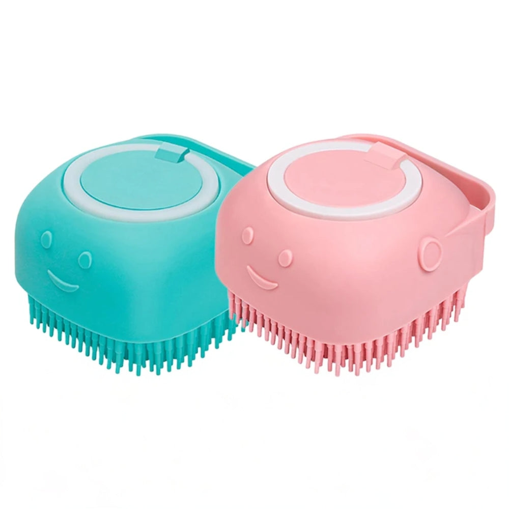 Dog Bathing Brush Pet Massage Brush Shampoo Dispenser Soft Silicone Brush_11