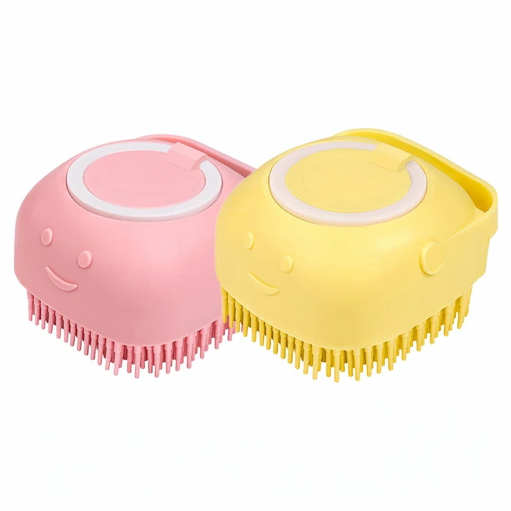 Dog Bathing Brush Pet Massage Brush Shampoo Dispenser Soft Silicone Brush_12