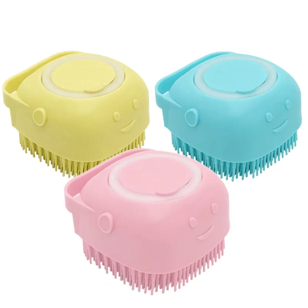 Dog Bathing Brush Pet Massage Brush Shampoo Dispenser Soft Silicone Brush_16