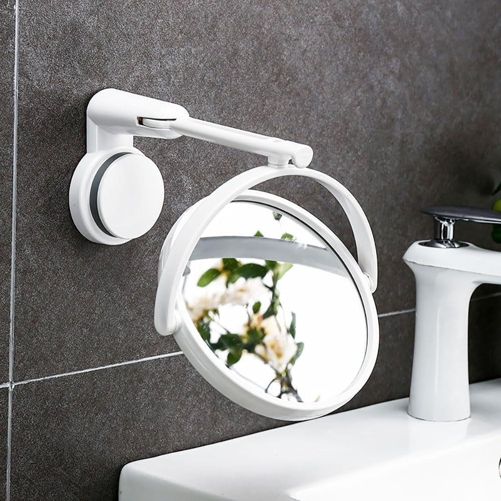 Folding Round Makeup Mirror Wall Mounted Rotating Double Sided Mirror_5