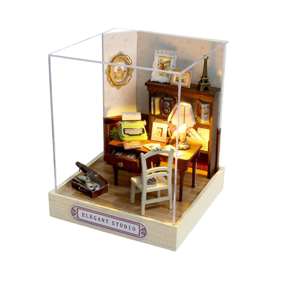 Magic Wooden Doll House Mini Kit DIY Handmade Assembly Model Building Room_7