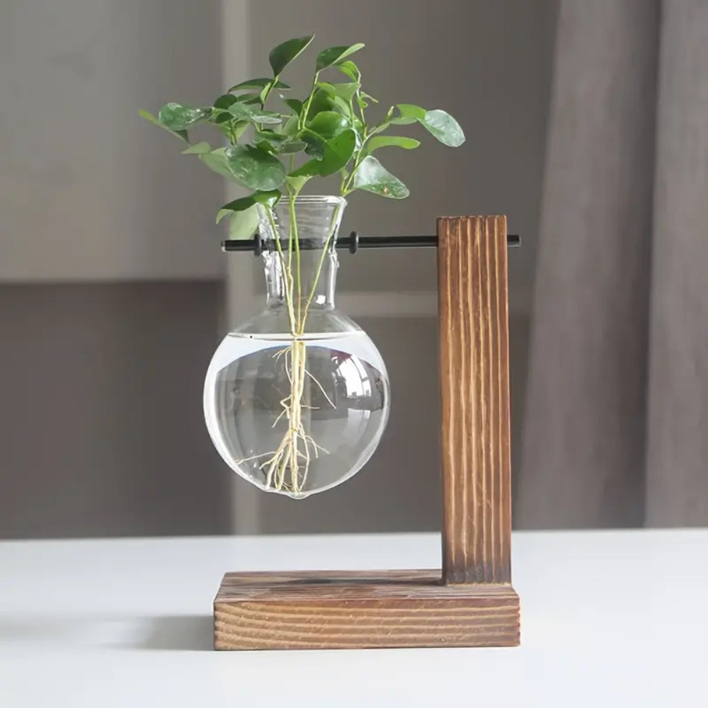 Creative Wooden Frame Hydroponic Vase Flower Arrangement Container_6