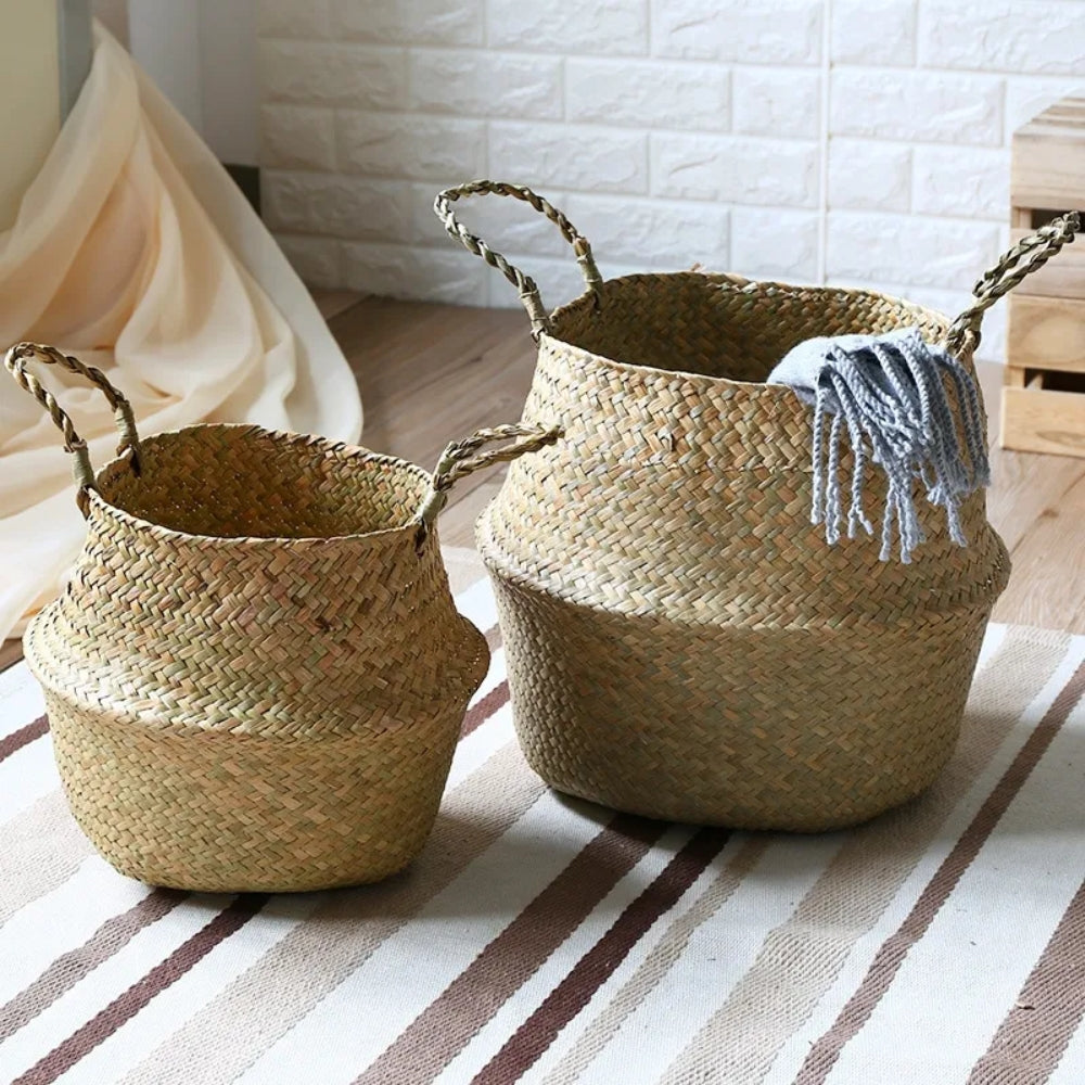 Nordic Style Seaweed Wicker Basket for Home Storage_2