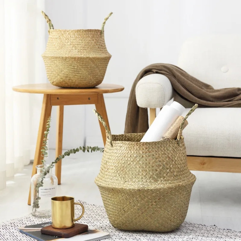 Nordic Style Seaweed Wicker Basket for Home Storage_3