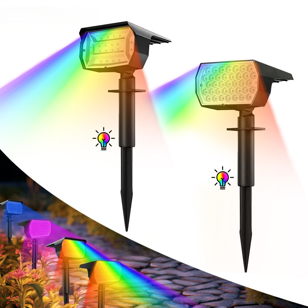 RGB Solar Spotlight Outdoor Solar Landscape Spot Powered Wall Lights Waterproof_0