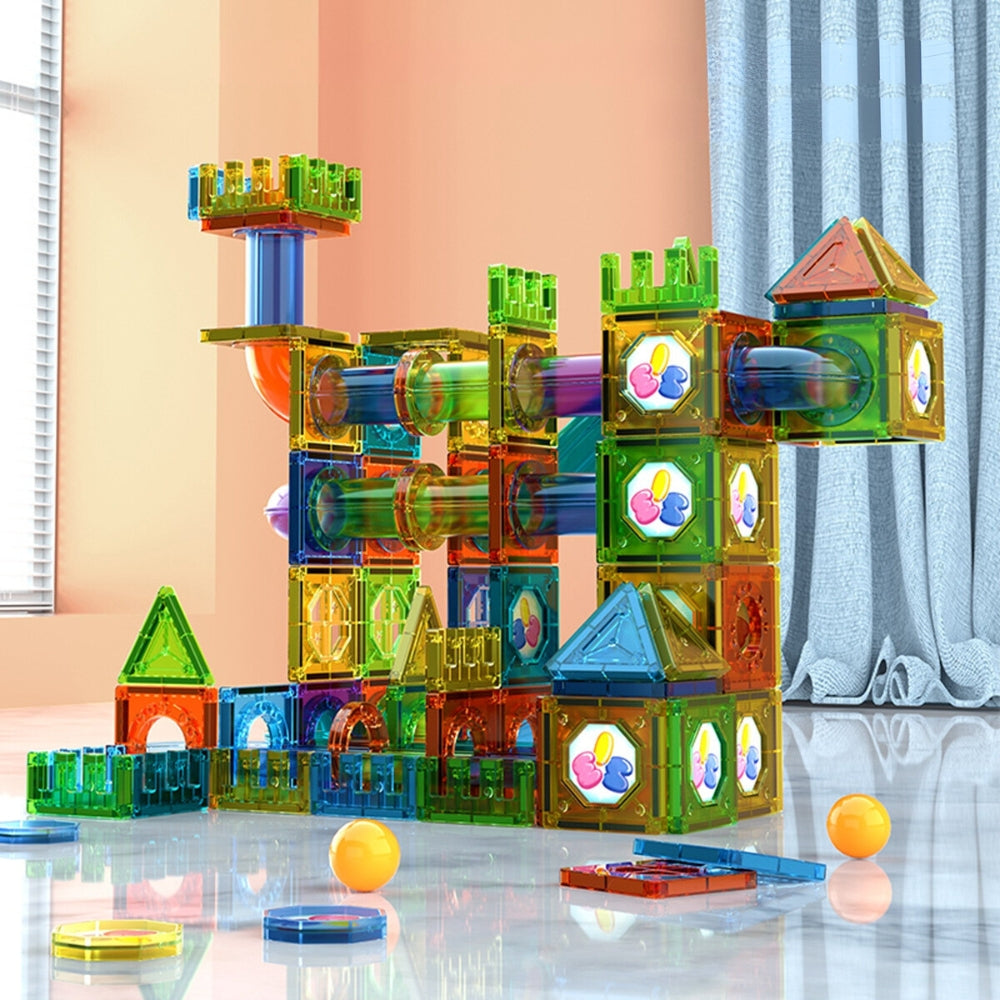 Light Magnetic Tiles Building Blocks for Kids 3D Clear Educational Building Toys_1