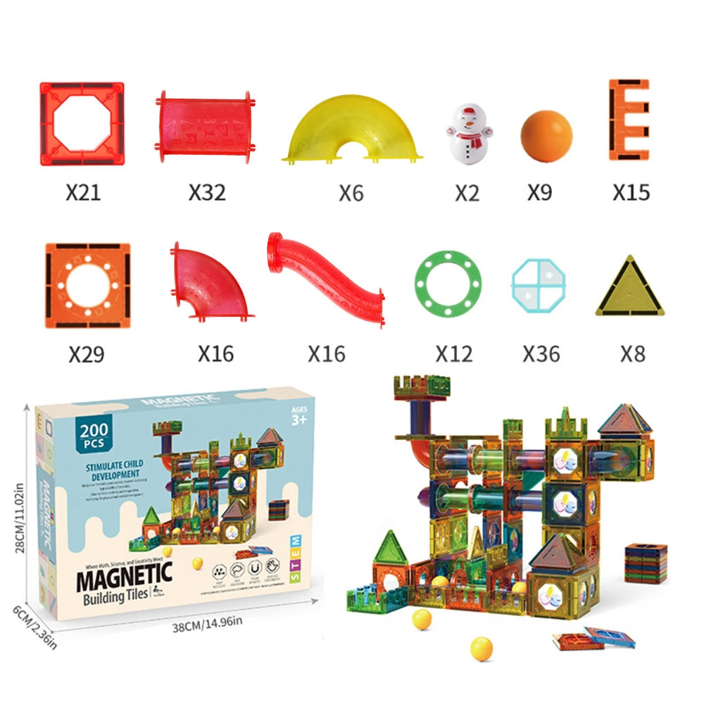 Light Magnetic Tiles Building Blocks for Kids 3D Clear Educational Building Toys_8