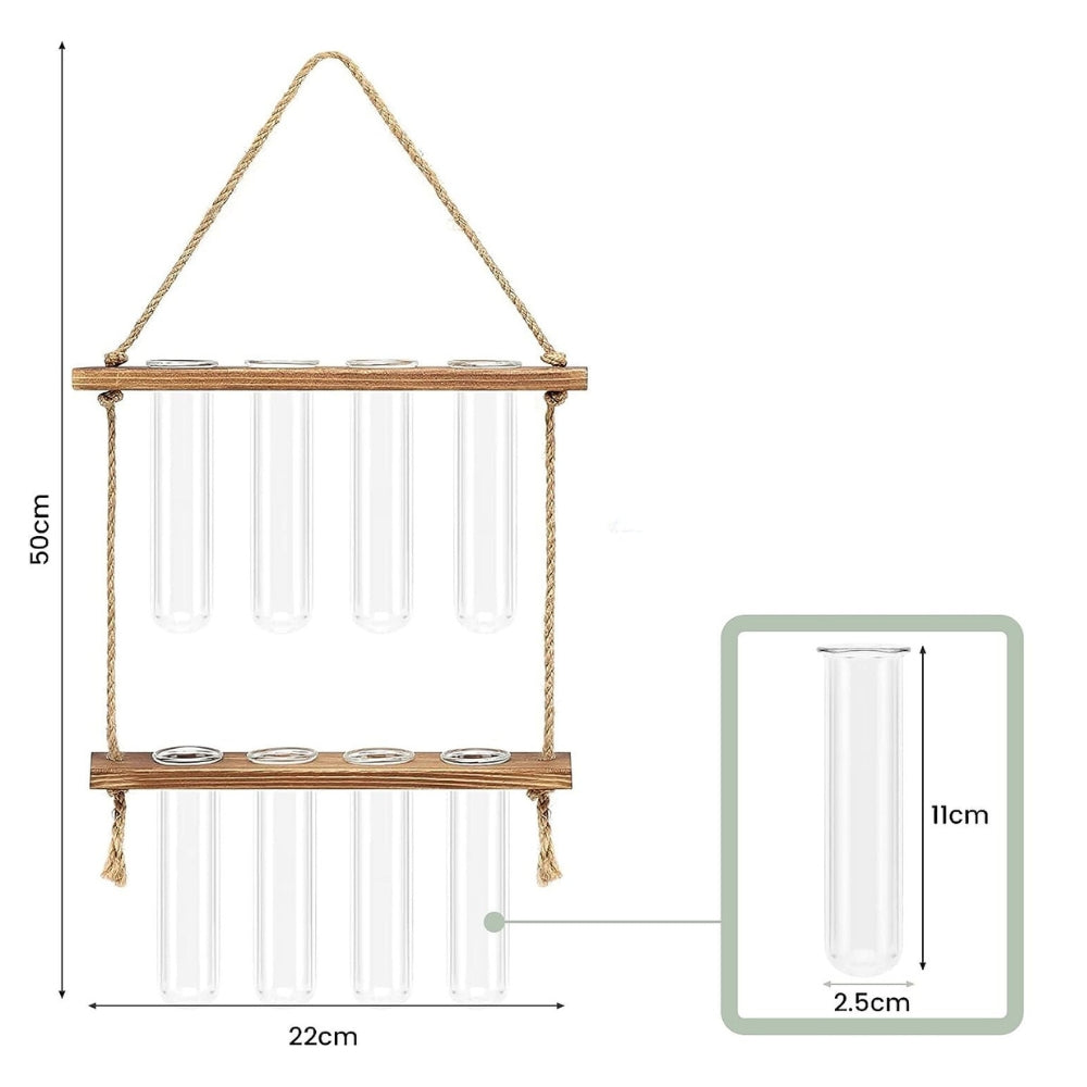 2 Layer Glass Wall Hanging Planter with Wooden Stand_8