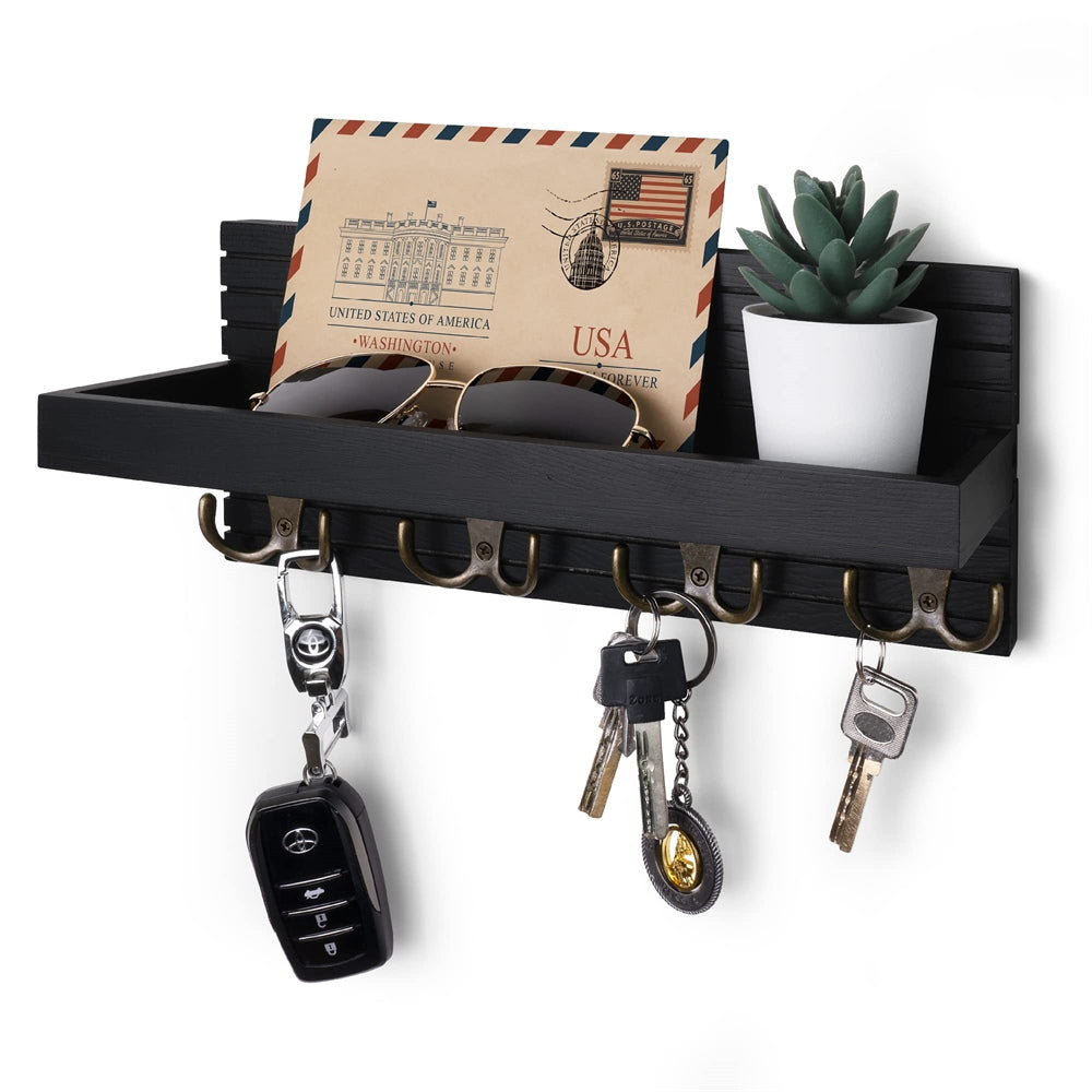 Wooden Key Holder for Entryway Decoration Wall Mounted Mail Organizer and Key Hanger_6