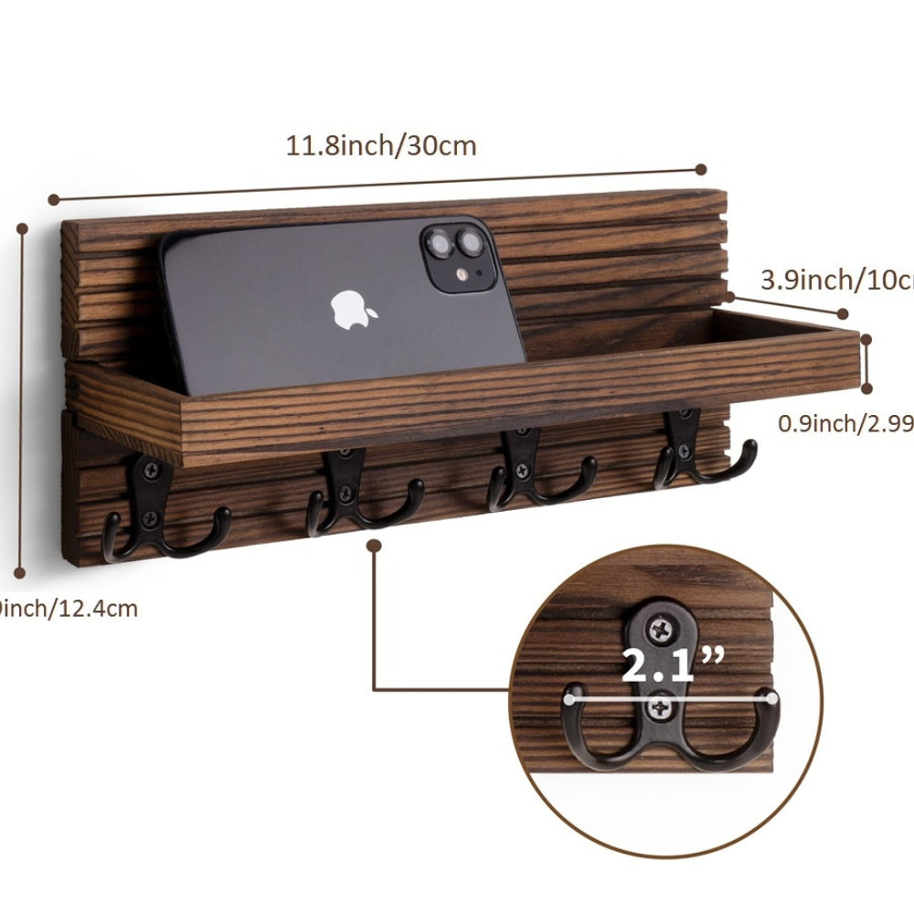 Wooden Key Holder for Entryway Decoration Wall Mounted Mail Organizer and Key Hanger_7