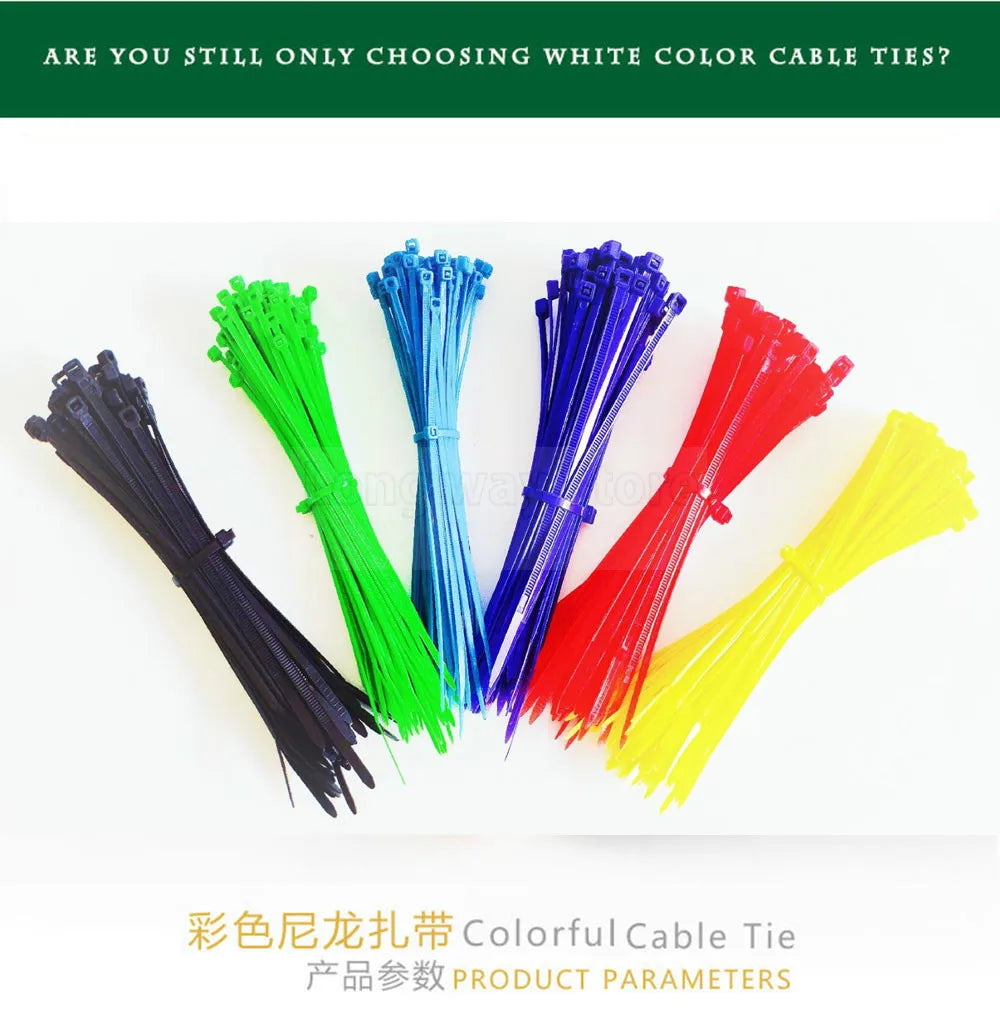 Yellow 100pcs Cable Ties Self-Locking Nylon Wire Cable Zip Ties 2.5x100 3.5x100 Organiser Fasten Cable