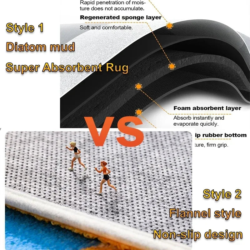 Diatom Mud Floor Mat Household Anti-slip Bathroom Absorbent Quick Drying Modern Simple Carpet Doorway Rug Accessories Home Decor