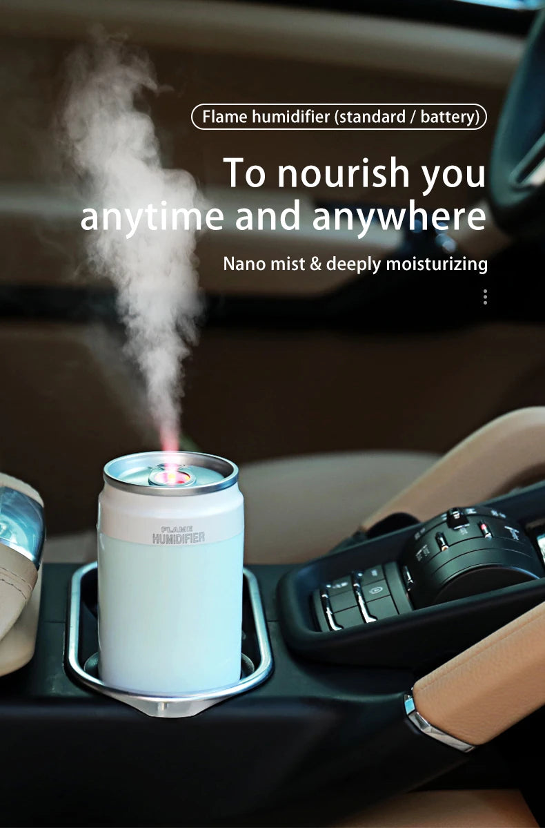 USB Air Humidifier 260ml Cup Size Cool Mist Maker For Car Bedroom Home Air Purifier H2O Humidifiers with RGB Color Candle Lights