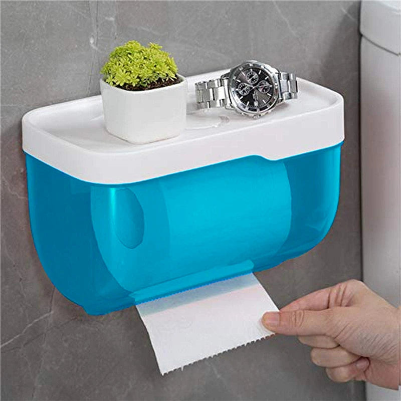 Waterproof Wall Mount Toilet Paper Holder Shelf Toilet Roll Paper Tube Storage Rack Storage Box Tray Rack Bathroom Supplies