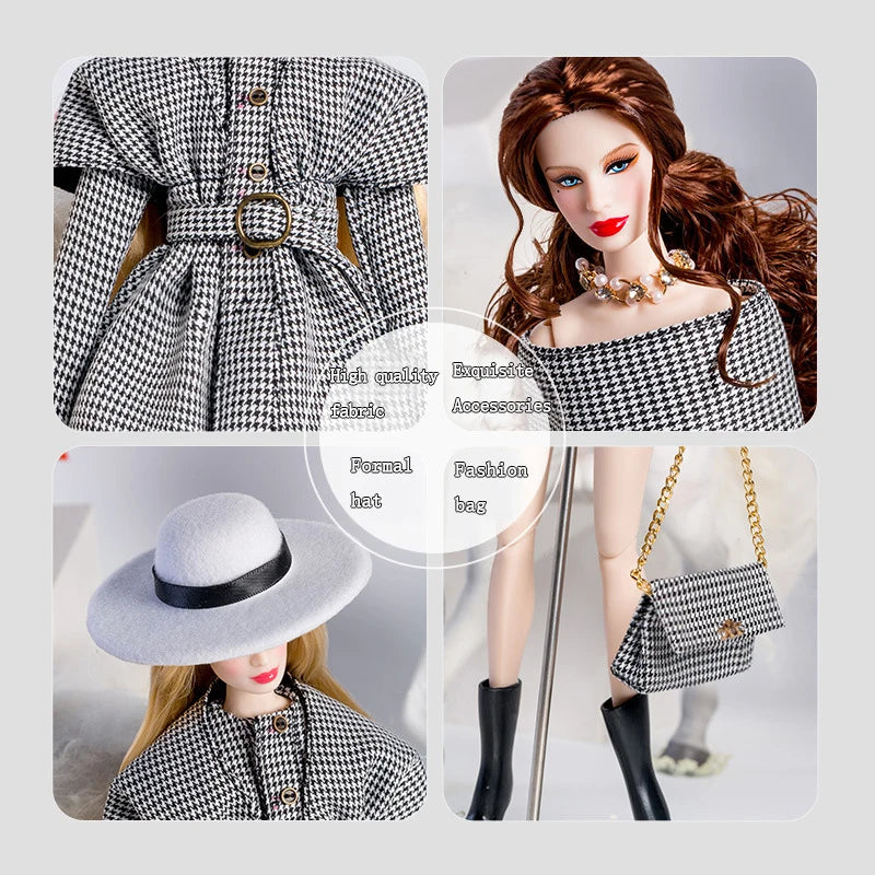 Supermodel Doll Clothes Suit European Fashion Classic Trench Coat Accessories Set Princess Dress DIY Limited Collection Gifts