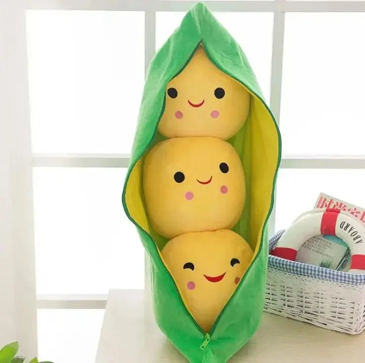 Cute Plush Peas Filled Plant Toy Creative Pea  Children Kawaii Doll Bean Baby Pillow Cushion  Girl Gift