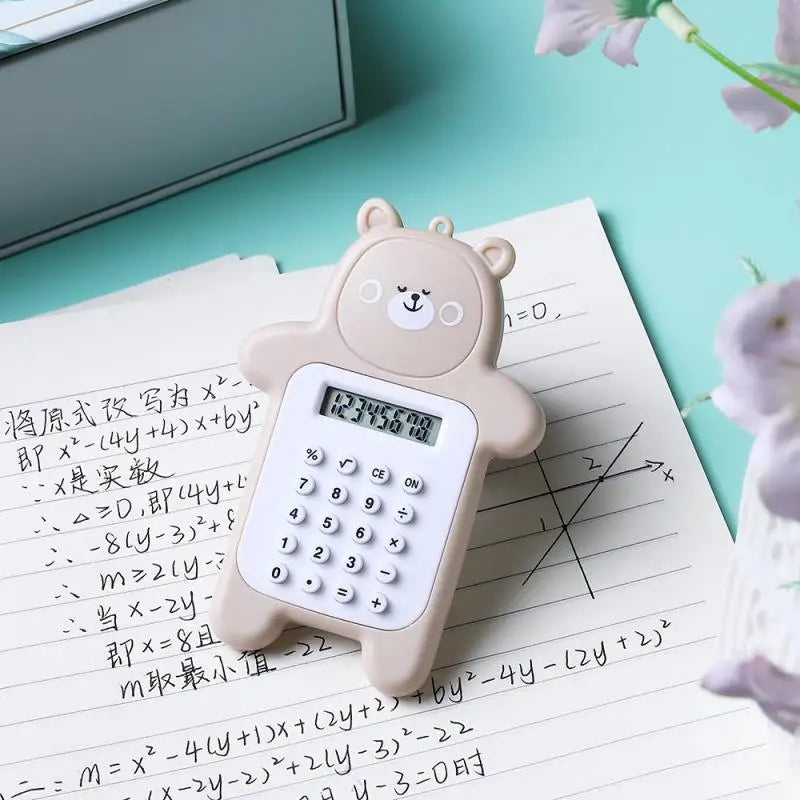 Mini Cartoon Calculator Pocket Size 8 Digits Display Portable Kawaii Small Button Calculate Students School Calculating Supplies