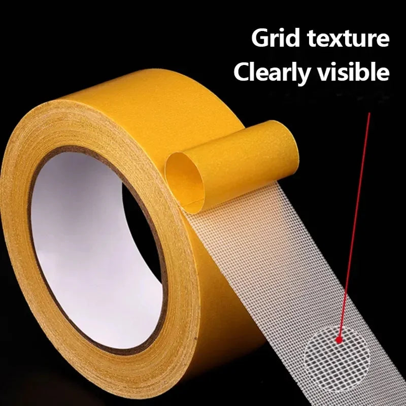 1Roll 5M Double Sided Tape High Viscosity Grid Fiber Transparent Double Sided Tape Sticky Adhesive Fiber Mesh Tape