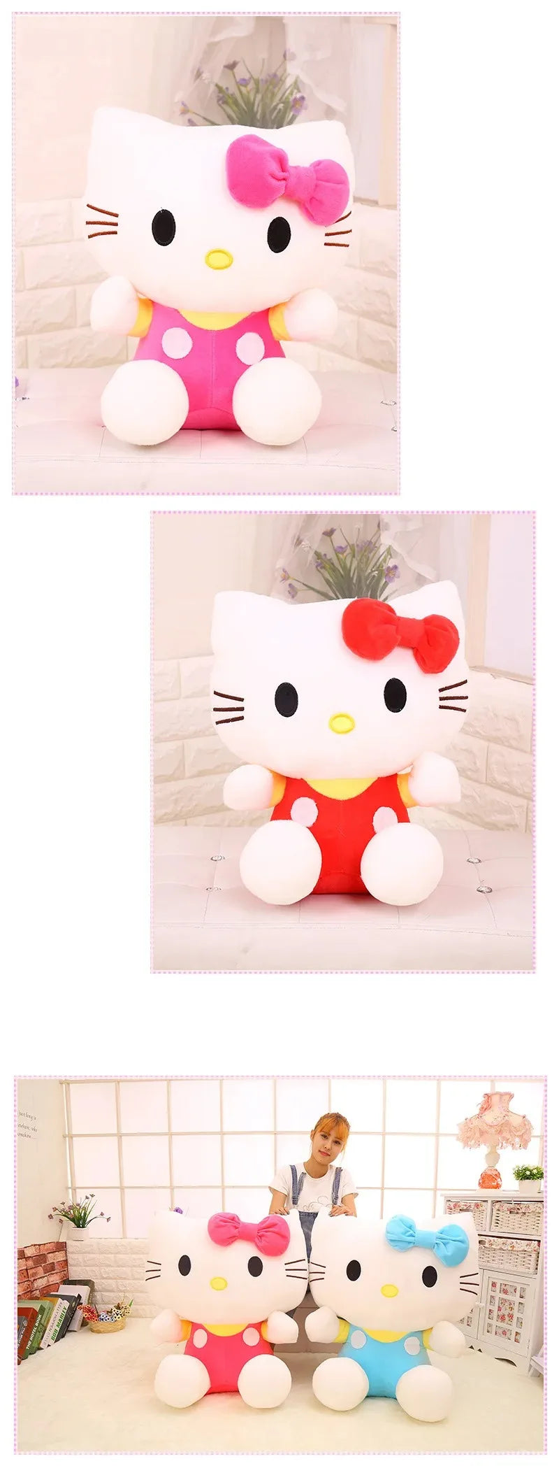 20Cm Sanrio Plush Toys Kawaii Hello Kitty Plushies Dolls Room Decoration Cute Stuffed Animal Toy Birthday Gift for Girls Friend