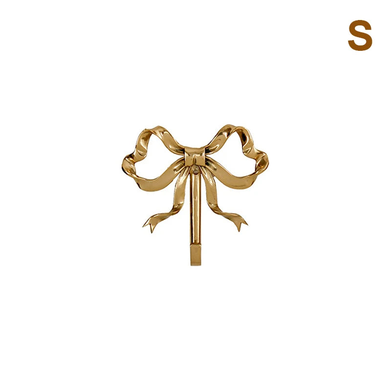 Nordic Retro Clothes Hook Coat Hook Bedroom Porch Bathroom Decoration Luxury Solid Brass Bow Shape Wall Hook