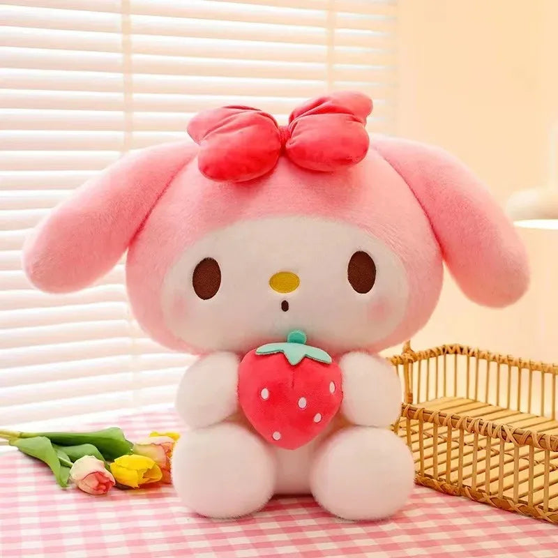 22/35cm Sanrio Strawberry Kuromi Pillow Plush Toy Girls Soft Stuffed Animal Toys Strawberry Melody Doll Gift