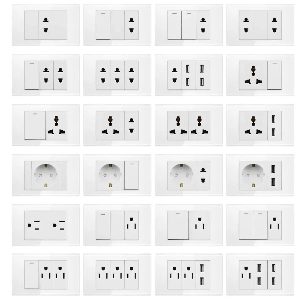 DELEFU Italian, EU, Multi-functional Free Combination USB Type C Wall Socket DIY Grey