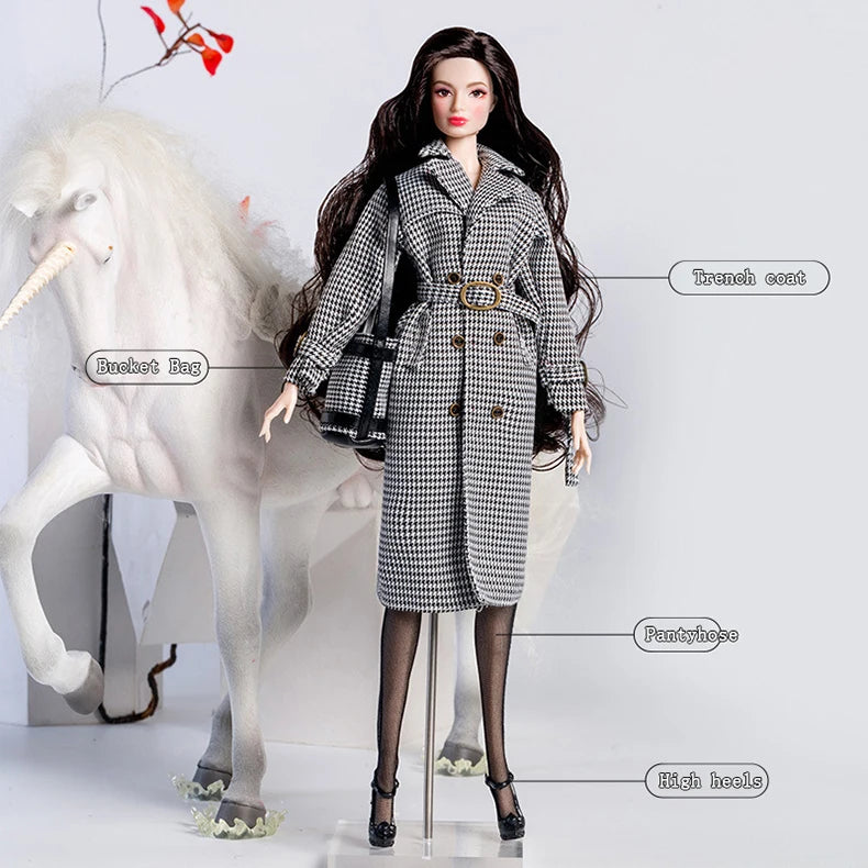 Supermodel Doll Clothes Suit European Fashion Classic Trench Coat Accessories Set Princess Dress DIY Limited Collection Gifts