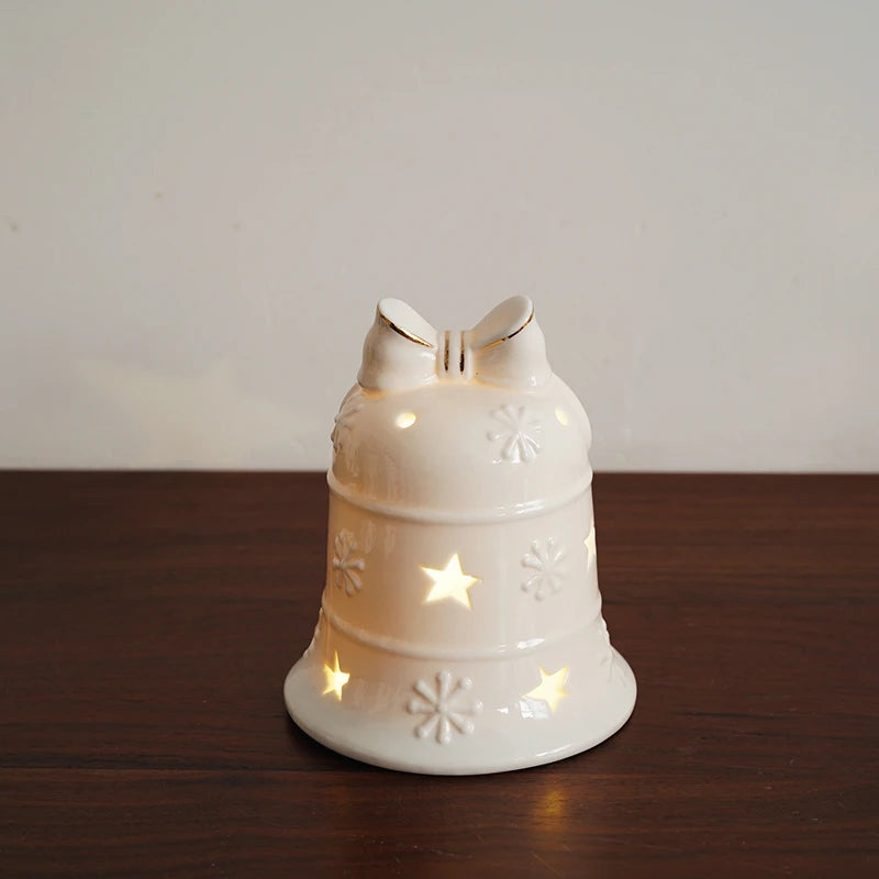 Gold Rimmed Hollowed Out Desktop Lamp Ornament Christmas Decorations Home Ambiance Candle Shades Household Ornaments