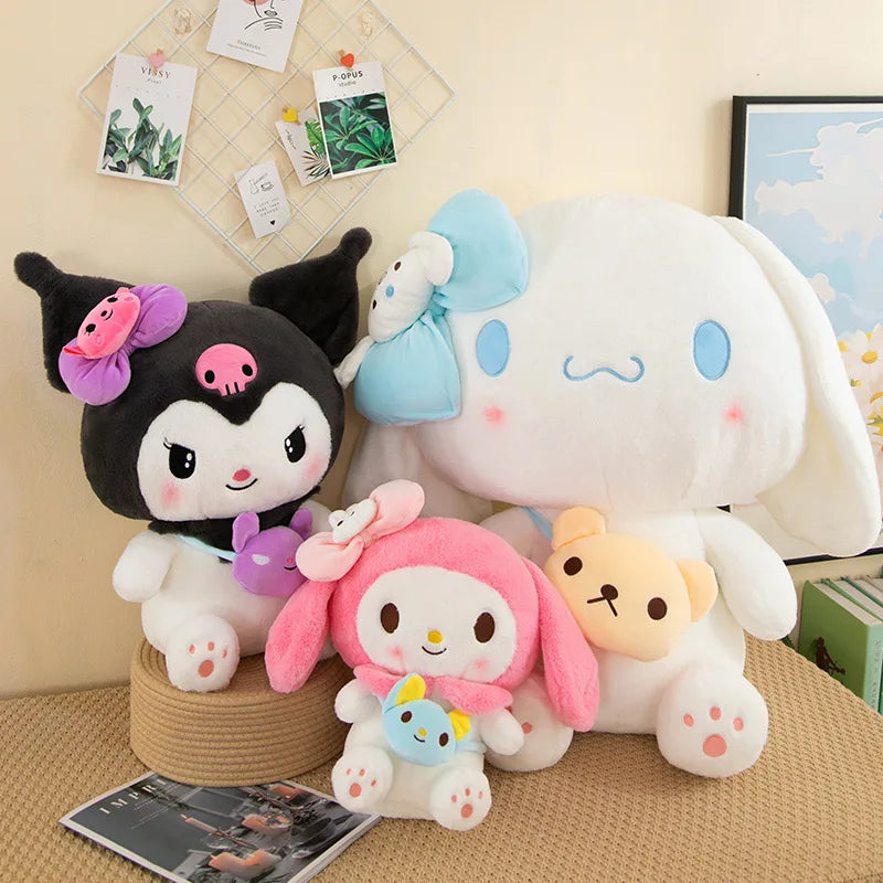 Sanrio Kuromi Plush Dolls 40/50cm kawaii My Melody Cinnamoroll Soft Stuffed animals Anime Figure Pillow Cartoon Decor Kids Toys