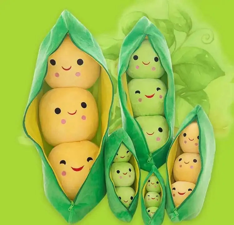 Cute Plush Peas Filled Plant Toy Creative Pea  Children Kawaii Doll Bean Baby Pillow Cushion  Girl Gift