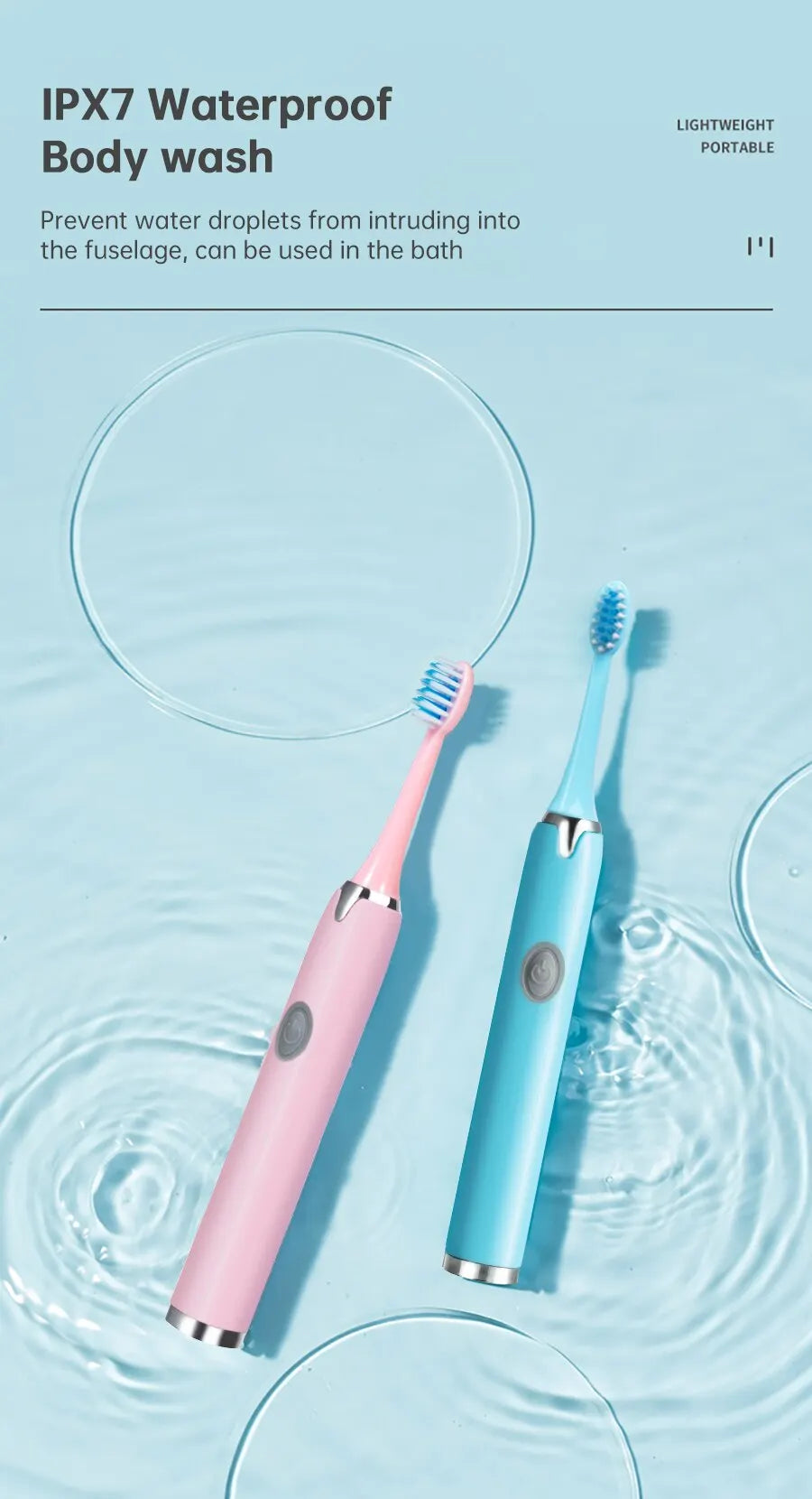 Sonic Electric Toothbrush IPX7 Waterproof Adult Couple Home Use Soft Bristle Replaceable With 4/8 Tooth Brush Heads