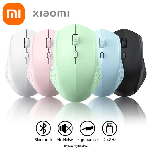 Xiaomi Wireless Mouse Bluetooth Mute Rechargeable 1600 Dpi 2.4Ghz Ergonomics Dual Model Type-C Mini Mouses For Pc Android Ios