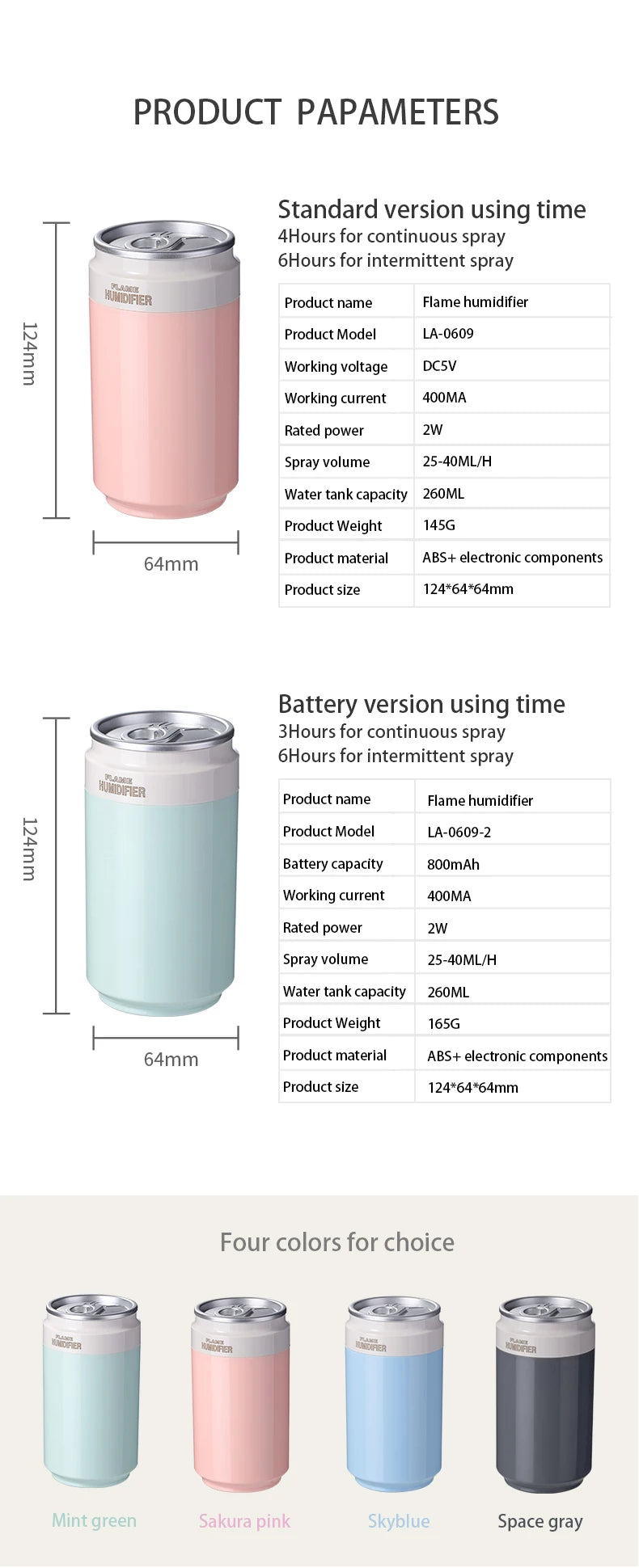 USB Air Humidifier 260ml Cup Size Cool Mist Maker For Car Bedroom Home Air Purifier H2O Humidifiers with RGB Color Candle Lights