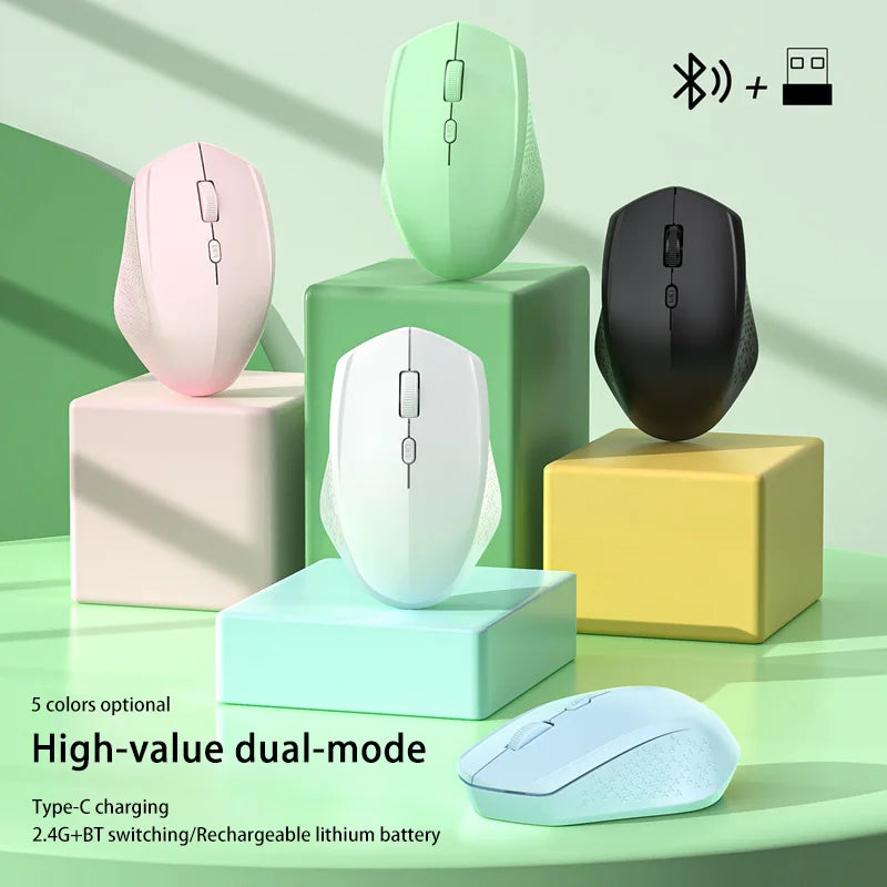 Xiaomi Wireless Mouse Bluetooth Mute Rechargeable 1600 Dpi 2.4Ghz Ergonomics Dual Model Type-C Mini Mouses For Pc Android Ios