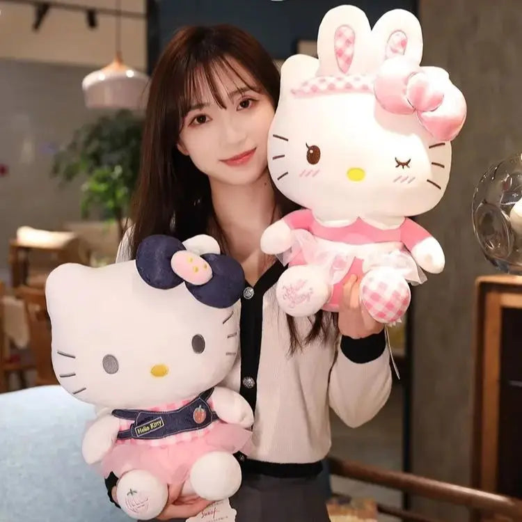 Anime Sanrio Hello Kitty Kulomi Cute Stuffed Plush Toys Plushies Soft Pillow Kawaii Pink Birthday Party Gift For Kid Girl Friend