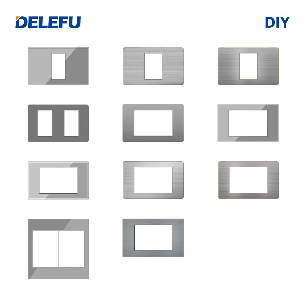 DELEFU Italian, EU, Multi-functional Free Combination USB Type C Wall Socket DIY Grey