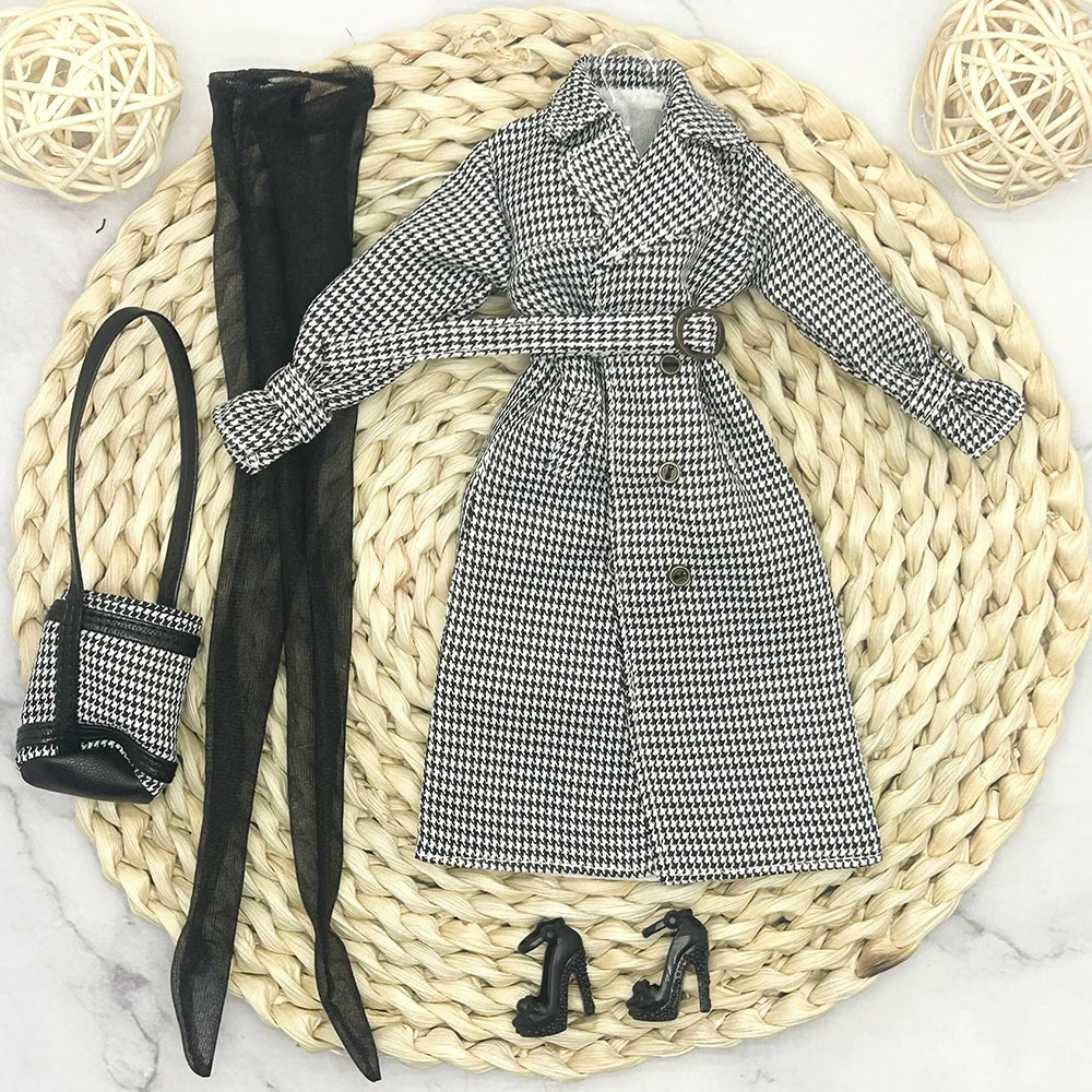 Supermodel Doll Clothes Suit European Fashion Classic Trench Coat Accessories Set Princess Dress DIY Limited Collection Gifts