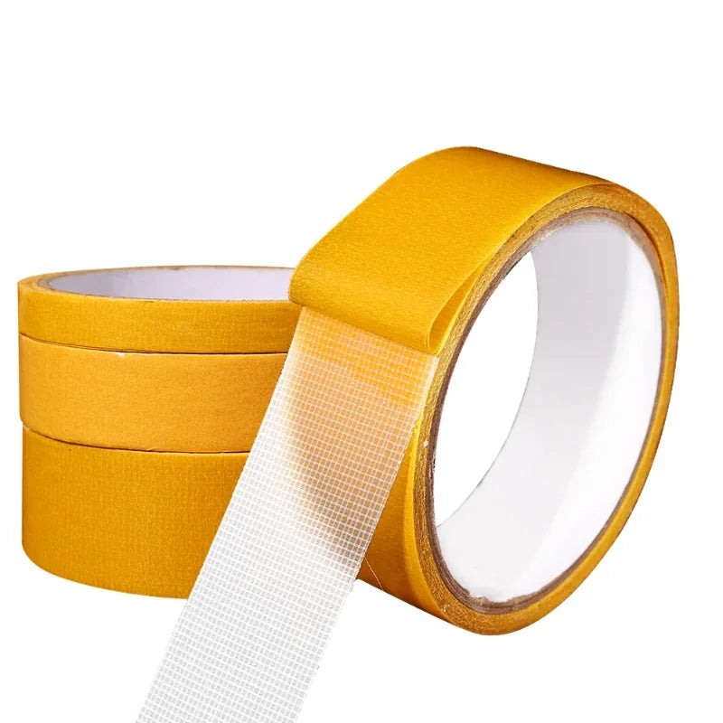 1Roll 5M Double Sided Tape High Viscosity Grid Fiber Transparent Double Sided Tape Sticky Adhesive Fiber Mesh Tape